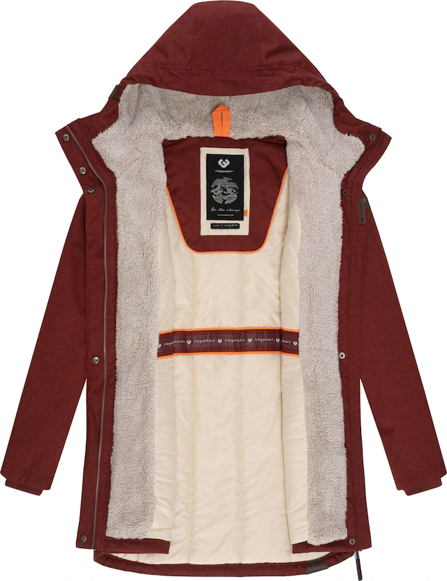 Ragwear Wintermantel »Elsie Melange« Wasserdichter Winterparka mit Kapuze und Teddyfleece