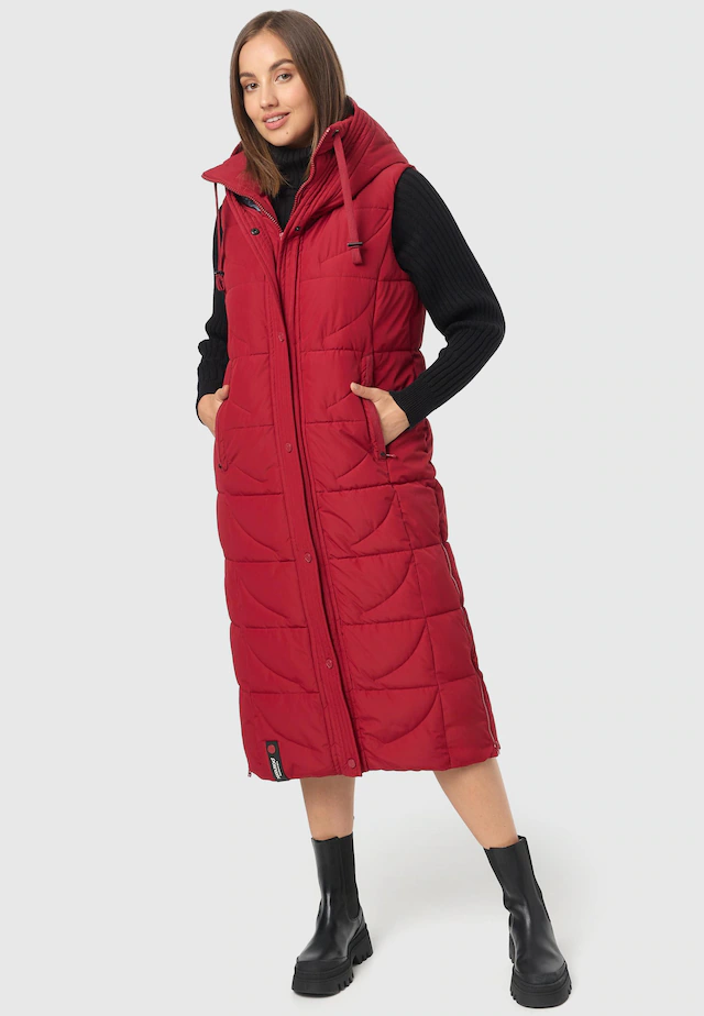 Navahoo Steppweste »Brezelchen« Warme, lange Damen Outdoor-Weste mit Kapuze
