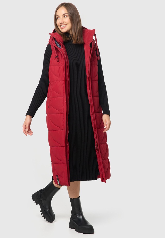 Navahoo Steppweste »Brezelchen« Warme, lange Damen Outdoor-Weste mit Kapuze
