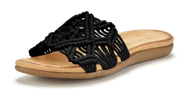 LASCANA Pantolette »Sommerschuh, offener Schuh, Mule, Sandale,« mit modischem Häkelmuster VEGAN