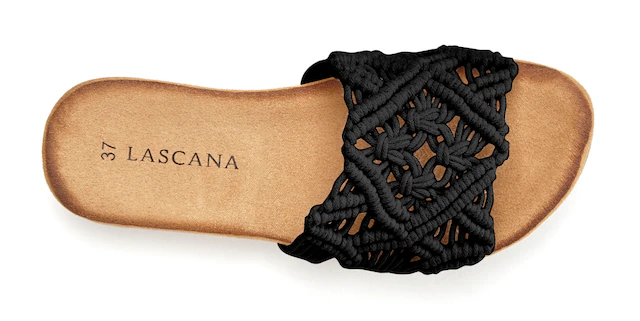 LASCANA Pantolette »Sommerschuh, offener Schuh, Mule, Sandale,« mit modischem Häkelmuster VEGAN