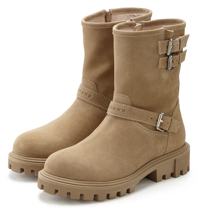 Elbsand Stiefelette »Stiefel, Boots, Bikerboots, Lederstiefelette, Lederboots« aus Leder mit trendigen Zierschnallen