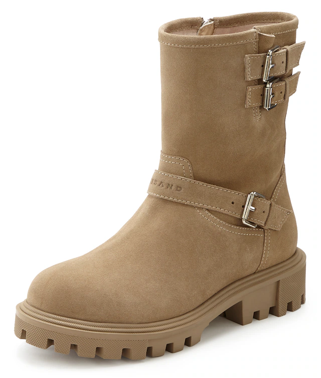 Elbsand Stiefelette »Stiefel, Boots, Bikerboots, Lederstiefelette, Lederboots« aus Leder mit trendigen Zierschnallen