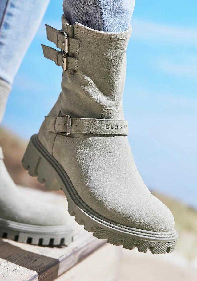Elbsand Stiefelette »Stiefel, Boots, Bikerboots, Lederstiefelette, Lederboots« aus Leder mit trendigen Zierschnallen