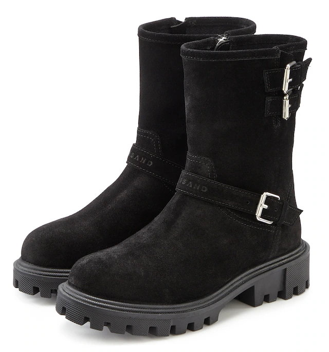 Elbsand Stiefelette »Stiefel, Boots, Bikerboots, Lederstiefelette, Lederboots« aus Leder mit trendigen Zierschnallen
