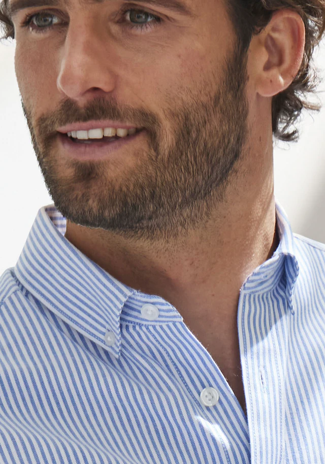 H.I.S Langarmhemd », Streifenhemd langarm mit Button-down-Kragen« Oxfordhemd aus reiner Baumwolle, Regular-fit