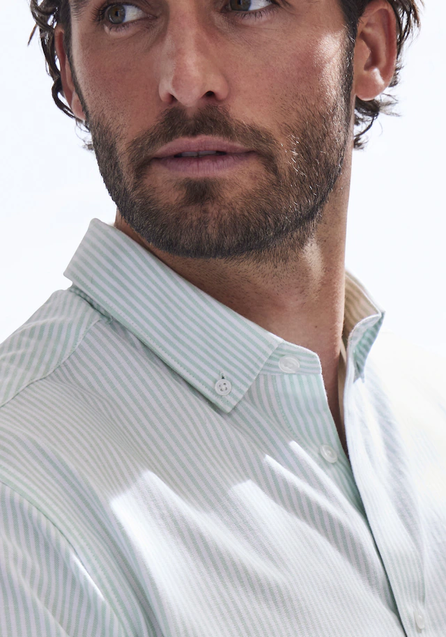 H.I.S Langarmhemd », Streifenhemd langarm mit Button-down-Kragen« Oxfordhemd aus reiner Baumwolle, Regular-fit