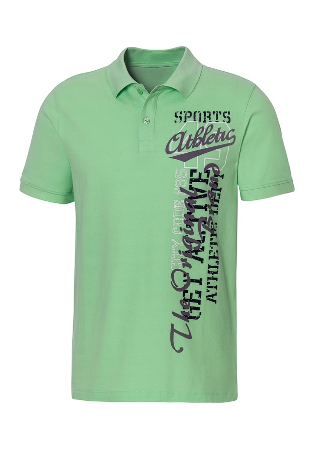 John Devin Poloshirt mit großem Druck vorn aus Baumwoll-Piqué
