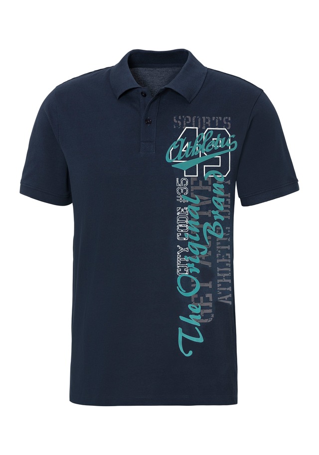 John Devin Poloshirt mit großem Druck vorn aus Baumwoll-Piqué