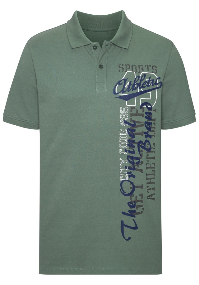 John Devin Poloshirt mit großem Druck vorn aus Baumwoll-Piqué