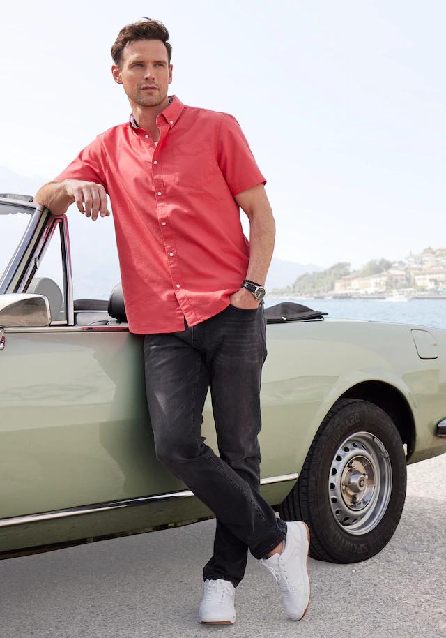 H.I.S Kurzarmhemd »regular-fit« mit Button-down-Kragen, reine Baumwolle