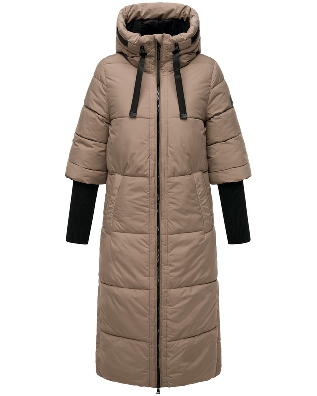 Navahoo Steppmantel »Ciao Miau XIV« Langer Wintermantel mit Rippstrickärmel