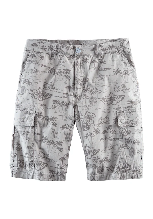 John Devin Cargoshorts »- Bermuda mit Cargotaschen und Palmen Druck« Shorts aus elastischer Baumwolle, modisch bedruckt