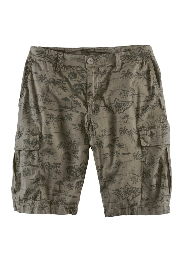 John Devin Cargoshorts »- Bermuda mit Cargotaschen und Palmen Druck« Shorts aus elastischer Baumwolle, modisch bedruckt