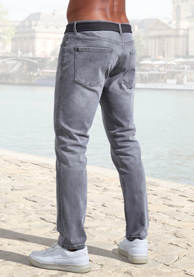 John Devin 5-Pocket-Jeans »Straight-fit Jeans« aus elastischer Denim-Qualität, in 3 Längen: 30 & 32 & 34