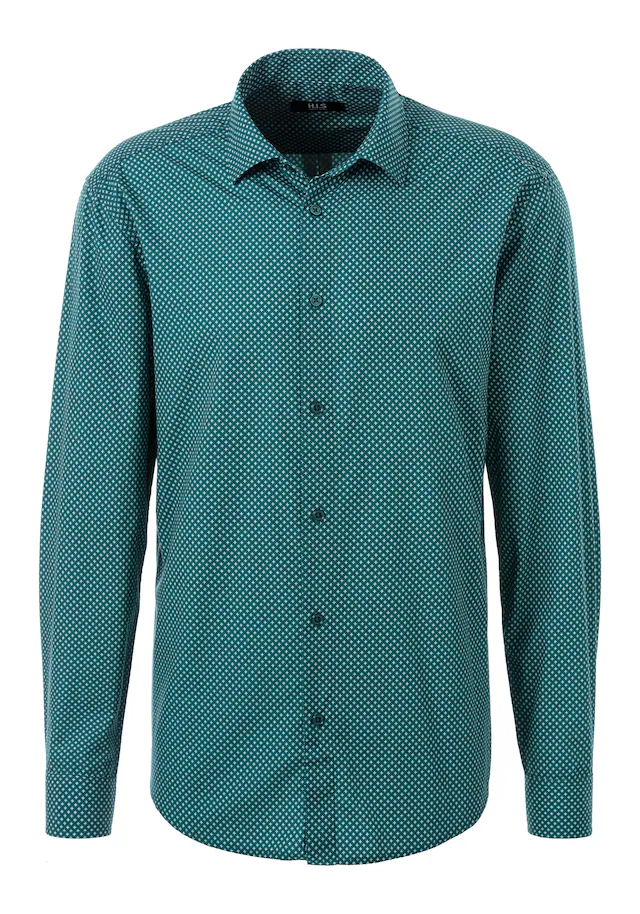 H.I.S Langarmhemd », gemustertes Hemd in Regular fit« mit Haifischkragen und allover Print aus reiner Baumwolle
