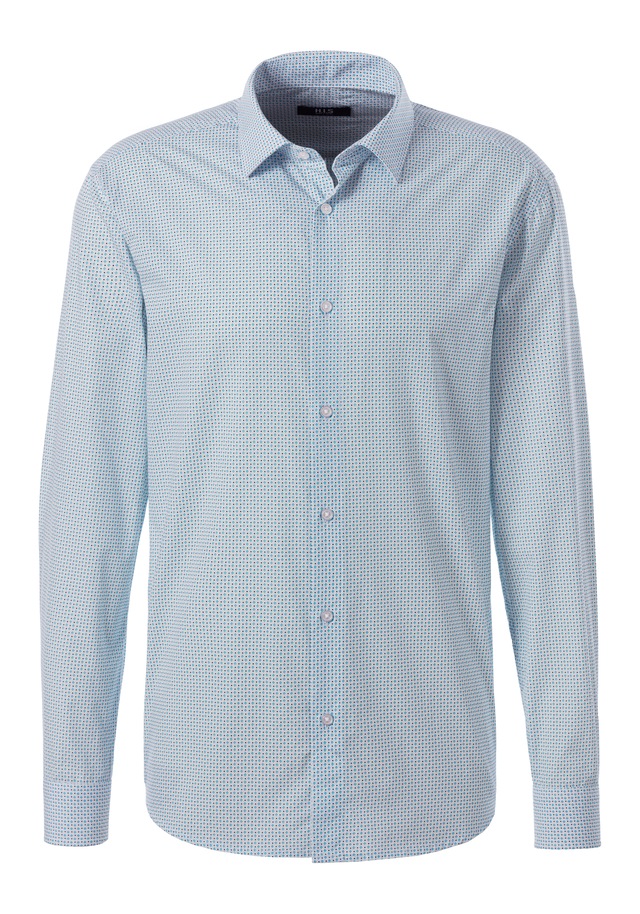 H.I.S Langarmhemd », gemustertes Hemd in Regular fit« mit Haifischkragen und allover Print aus reiner Baumwolle