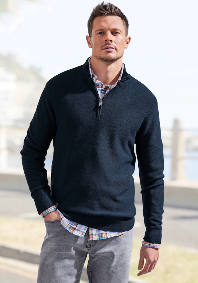 AUTHENTIC LE JOGGER Troyer Pullover mit Stehkragen und Reißverschluss