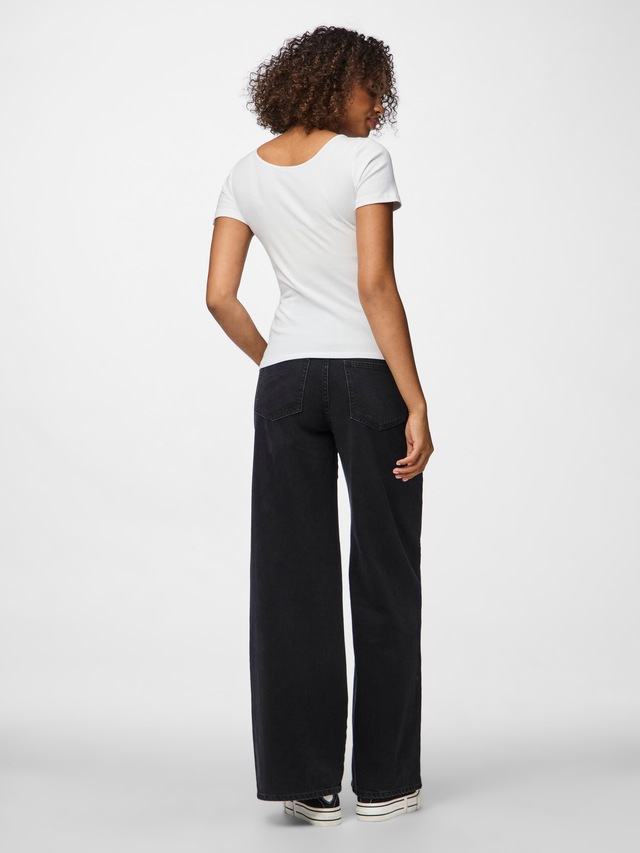 pieces Kurzarmshirt »PCKITTE SS TOP NOOS BC« Baumwollmischung, slim fit