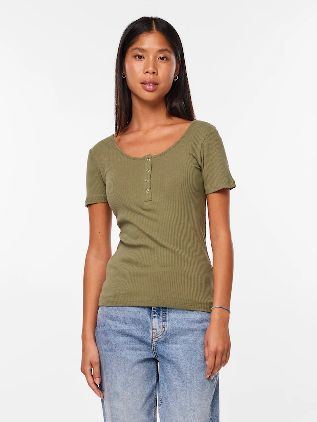 pieces Kurzarmshirt »PCKITTE SS TOP NOOS BC« Baumwollmischung, slim fit