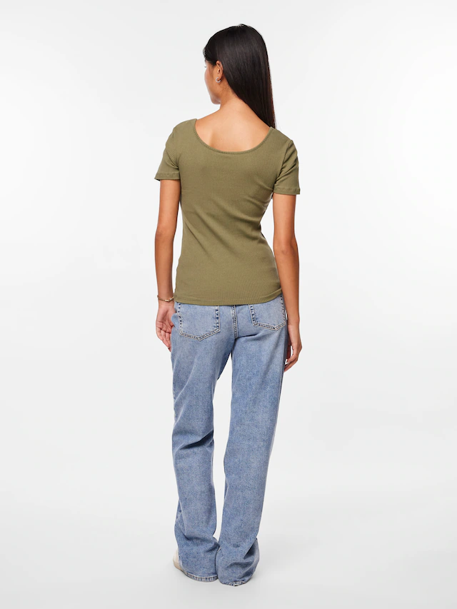 pieces Kurzarmshirt »PCKITTE SS TOP NOOS BC« Baumwollmischung, slim fit