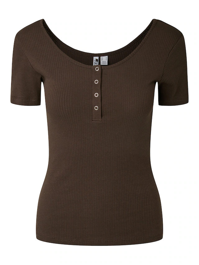pieces Kurzarmshirt »PCKITTE SS TOP NOOS BC« Baumwollmischung, slim fit