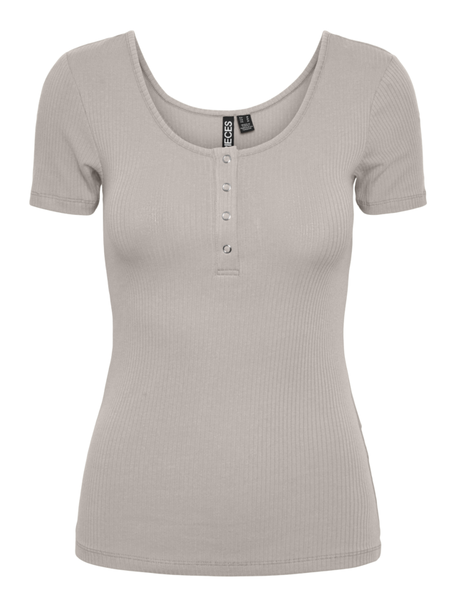 pieces Kurzarmshirt »PCKITTE SS TOP NOOS BC« Baumwollmischung, slim fit
