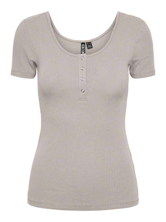 pieces Kurzarmshirt »PCKITTE SS TOP NOOS BC« Baumwollmischung, slim fit