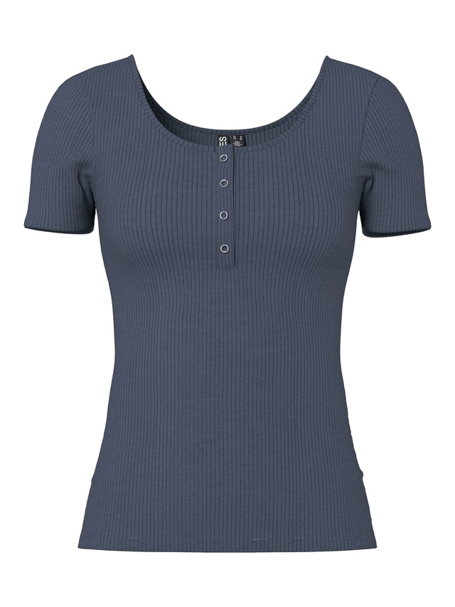 pieces Kurzarmshirt »PCKITTE SS TOP NOOS BC« Baumwollmischung, slim fit