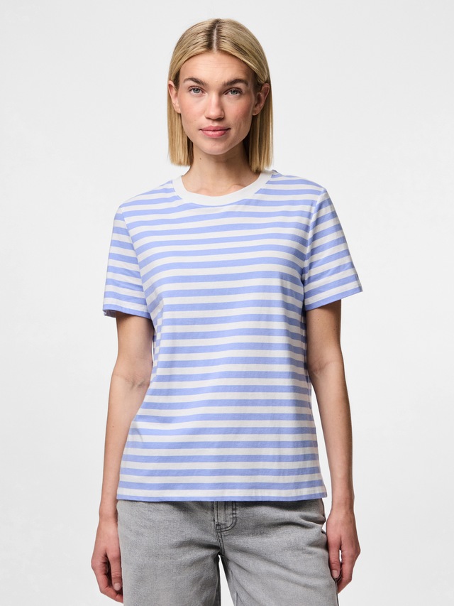 pieces Kurzarmshirt »PCRIA SS TEE STRIPES NOOS BC« Baumwolle, regular fit