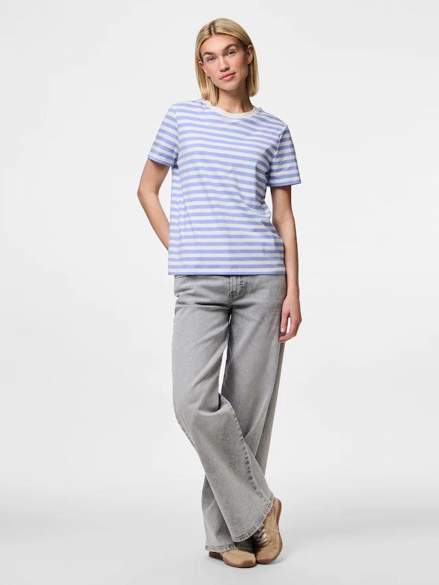 pieces Kurzarmshirt »PCRIA SS TEE STRIPES NOOS BC« Baumwolle, regular fit