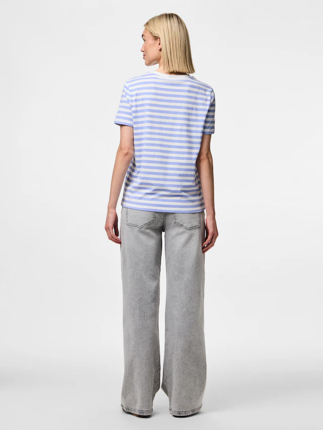 pieces Kurzarmshirt »PCRIA SS TEE STRIPES NOOS BC« Baumwolle, regular fit