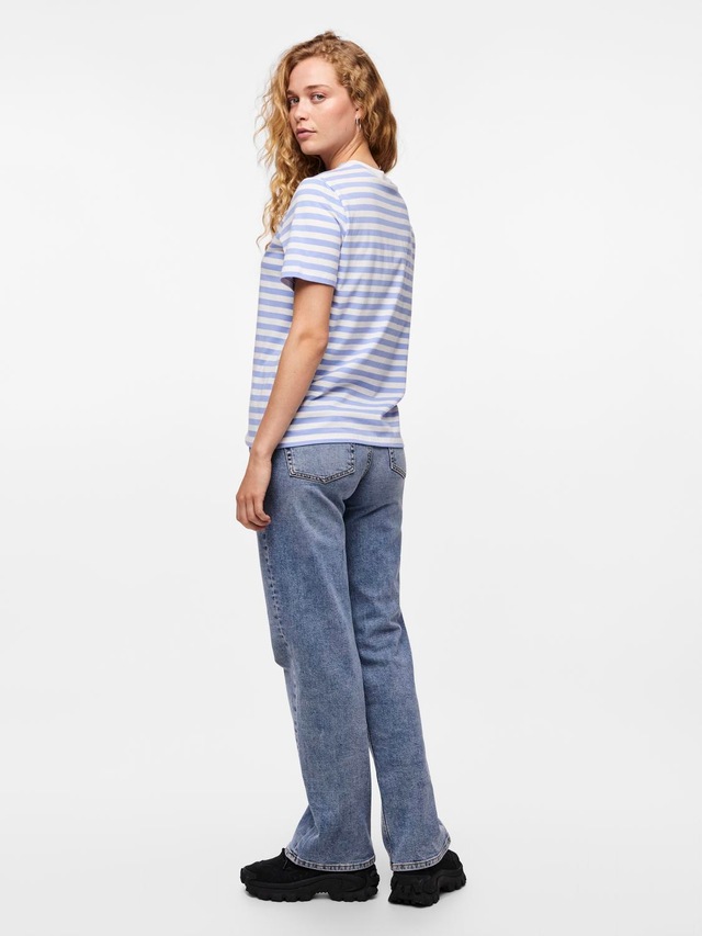 pieces Kurzarmshirt »PCRIA SS TEE STRIPES NOOS BC« Baumwolle, regular fit