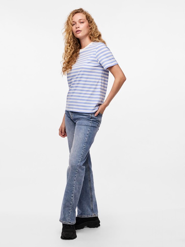 pieces Kurzarmshirt »PCRIA SS TEE STRIPES NOOS BC« Baumwolle, regular fit
