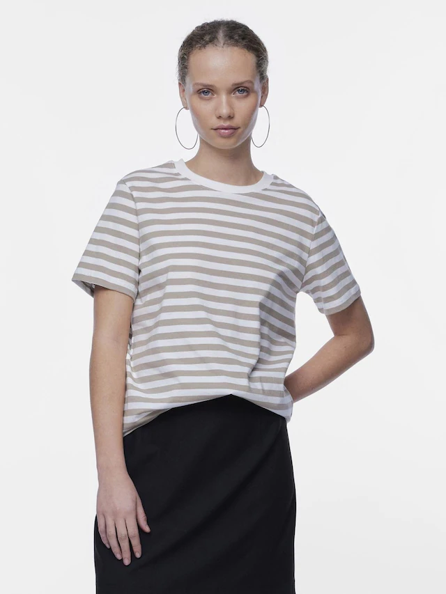 pieces Kurzarmshirt »PCRIA SS TEE STRIPES NOOS BC« Baumwolle, regular fit