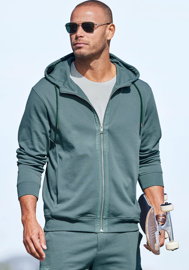 AUTHENTIC LE JOGGER Kapuzensweatjacke Sweatjacke mit Eingrifftaschen aus Baumwoll-Mix