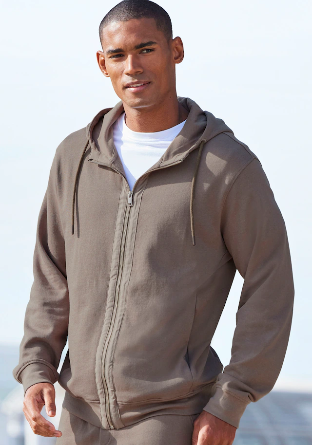 AUTHENTIC LE JOGGER Kapuzensweatjacke Sweatjacke mit Eingrifftaschen aus Baumwoll-Mix