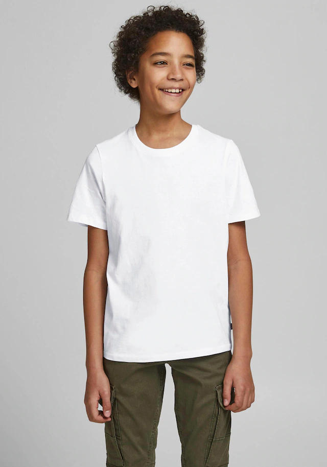 Jack & Jones Junior Rundhalsshirt »JJEORGANIC figurbetont, atmungsaktiv, kombinierbar« unifarben, casual, slim fit, Jersey, Rundhals