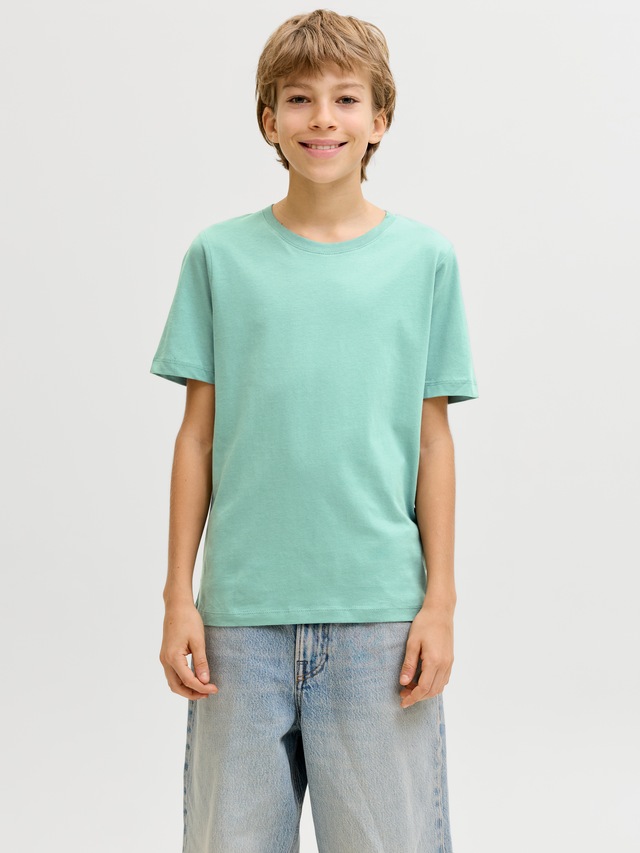 Jack & Jones Junior Rundhalsshirt »JJEORGANIC figurbetont, atmungsaktiv, kombinierbar« unifarben, casual, slim fit, Jersey, Rundhals
