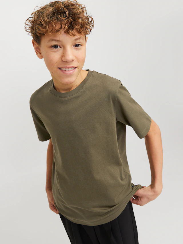 Jack & Jones Junior Rundhalsshirt »JJEORGANIC figurbetont, atmungsaktiv, kombinierbar« unifarben, casual, slim fit, Jersey, Rundhals