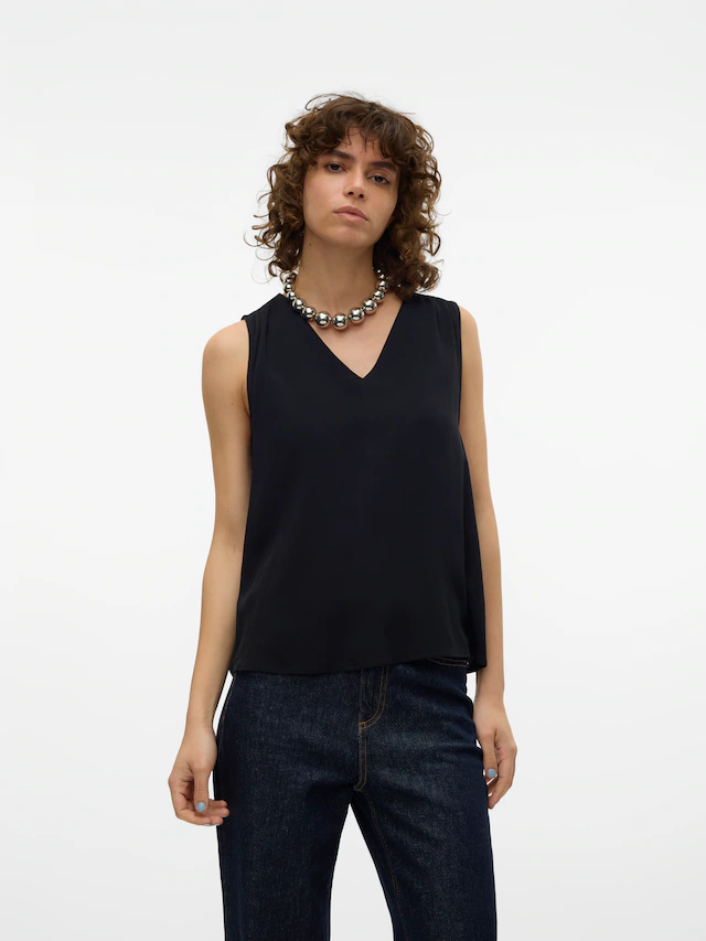 Vero Moda V-Shirt »VMEASY JOY S/L V-NECK TOP WVN GA« Viskose, regular fit