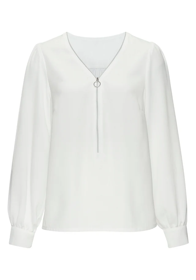 LASCANA Langarmbluse »mit Reißverschlussdetail vorn« elegante Damenbluse, lockeres Blusenshirt, Business-Look, festlich