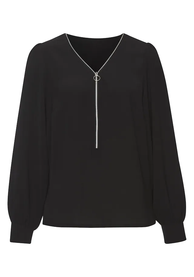 LASCANA Langarmbluse »mit Reißverschlussdetail vorn« elegante Damenbluse, lockeres Blusenshirt, Business-Look, festlich