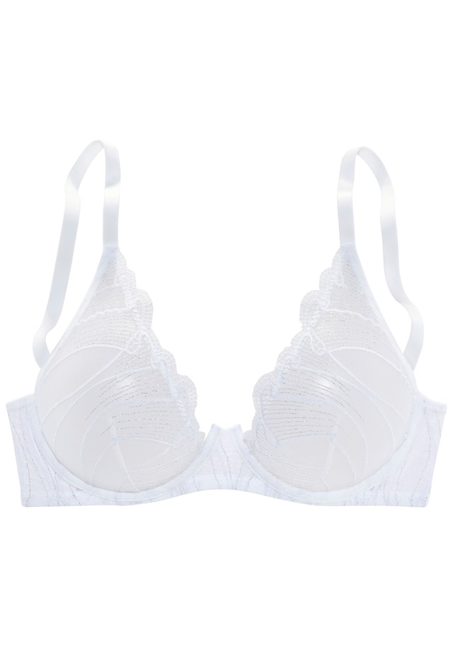 LASCANA Bügel-BH »Gianna« aus leicht schimmernder Spitze in transparenter Optik, sexy Dessous
