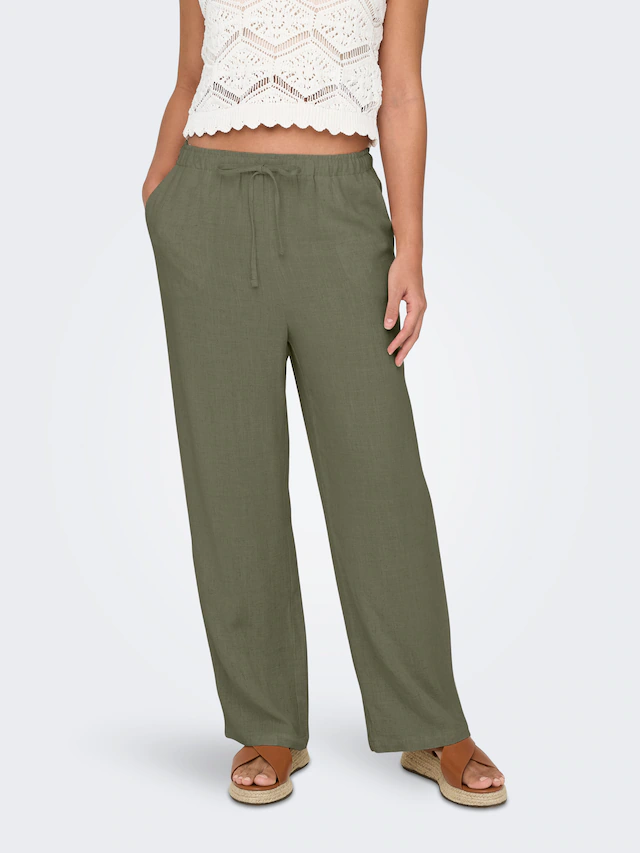 ONLY Schlupfhose »ONLSIESTA MW PULL-UP LINEN BL PNT NOOS« Viskosemischung