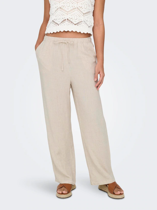 ONLY Schlupfhose »ONLSIESTA MW PULL-UP LINEN BL PNT NOOS« Viskosemischung
