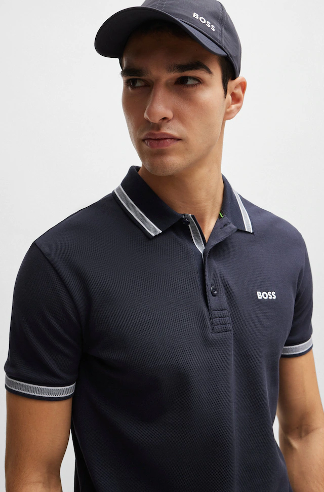 BOSS GREEN Poloshirt »Paddy Regular Fit« atmungsaktive Piqué-Webstruktur, Flachstrickkragen, gerader Schnitt
