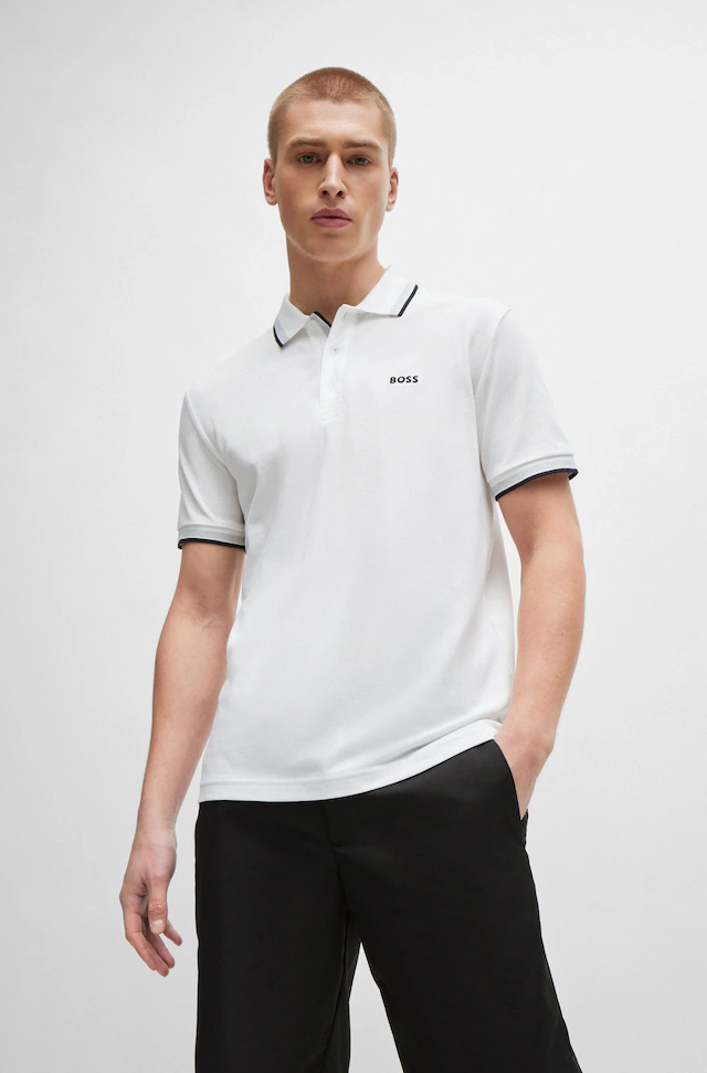 BOSS GREEN Poloshirt »Paddy Regular Fit« atmungsaktive Piqué-Webstruktur, Flachstrickkragen, gerader Schnitt