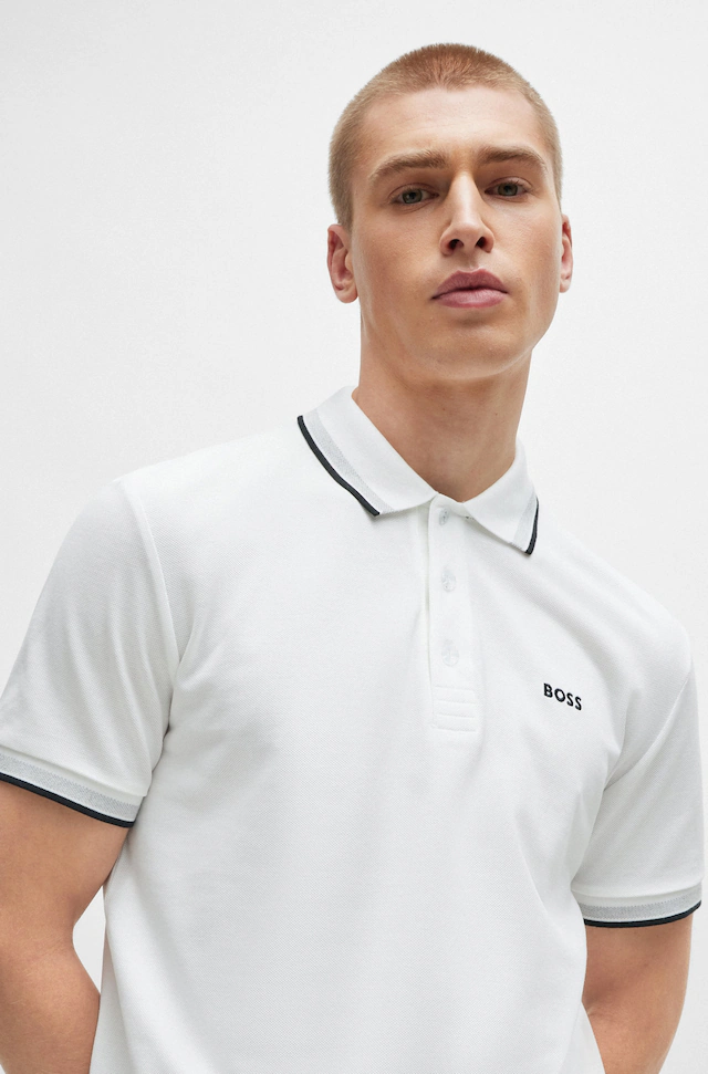 BOSS GREEN Poloshirt »Paddy Regular Fit« atmungsaktive Piqué-Webstruktur, Flachstrickkragen, gerader Schnitt