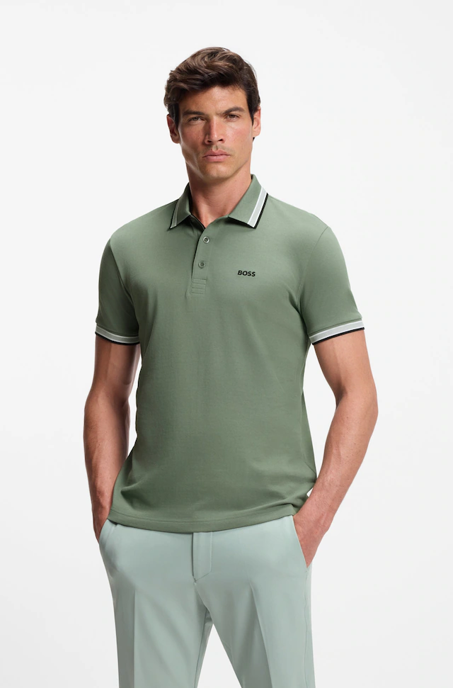 BOSS GREEN Poloshirt »Paddy Regular Fit« atmungsaktive Piqué-Webstruktur, Flachstrickkragen, gerader Schnitt